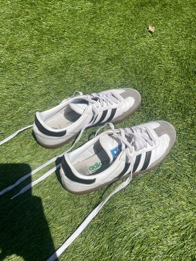 adidas Kids Samba Indoor Sneakers - White/Black/Brown SIZE 8.5